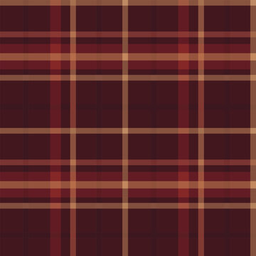 Seamless dark red and brown plaid vector pattern