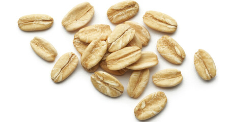 Obraz premium Light brown coffee beans on a white background food