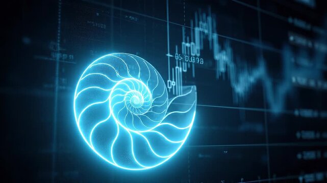Electric Cyan Fibonacci Spiral Highlighting Data Driven Market Forecasting Framework.