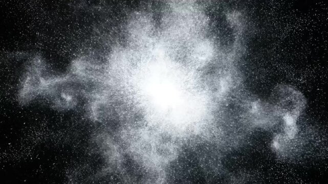 A bright white nebula in space.