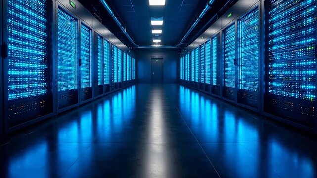server room with blue lights