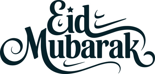 Obraz premium Elegant eid mubarak calligraphy with a star and swirls, celebrating islamic festival Vector