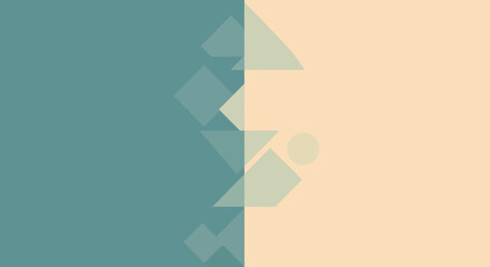 Abstract geometric shapes in teal and beige a striking silhouette © PAKE