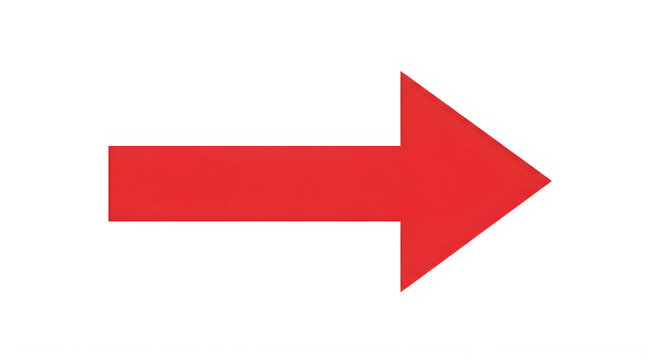 A large red arrow pointing to the right isolated on transparent background