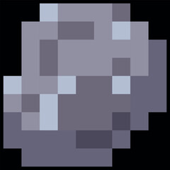 A pixelated meteorite or rock fragment, gray, 8-bit. © sabelskaya