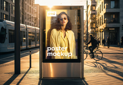 Outdoor city billboard advertising mockup