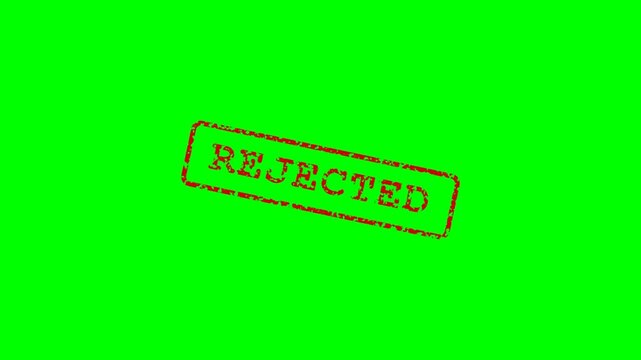 Rejected Stamp on Green Screen Background.