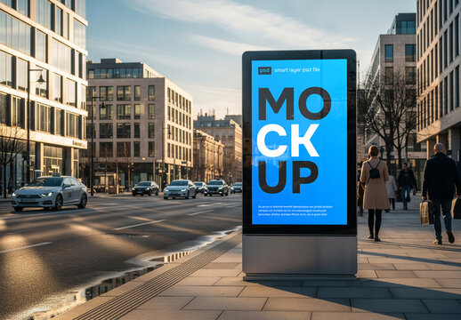Outdoor city billboard advertising mockup