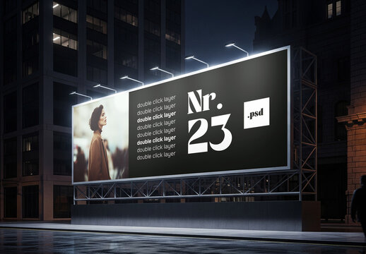 A large horizontal billboard with lights