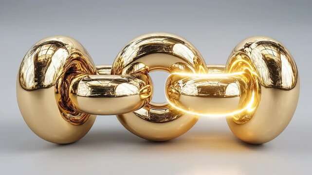 Interlocked Gold Chain Structure Representing Unified Asset Correlation and Financial Interdependence.
