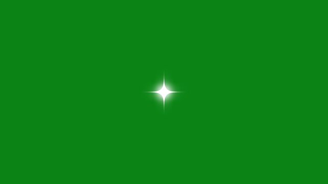 4k sparkling cartoon star animation, Sparkle Star light effect, fast line glitter motion, cartoon blinking stars, flat vector doodle sparkle, 2D shining twinkle effect on green screen background.