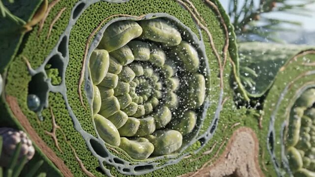 Close-up of a Pine Cones Fibonacci Spiral Structure.