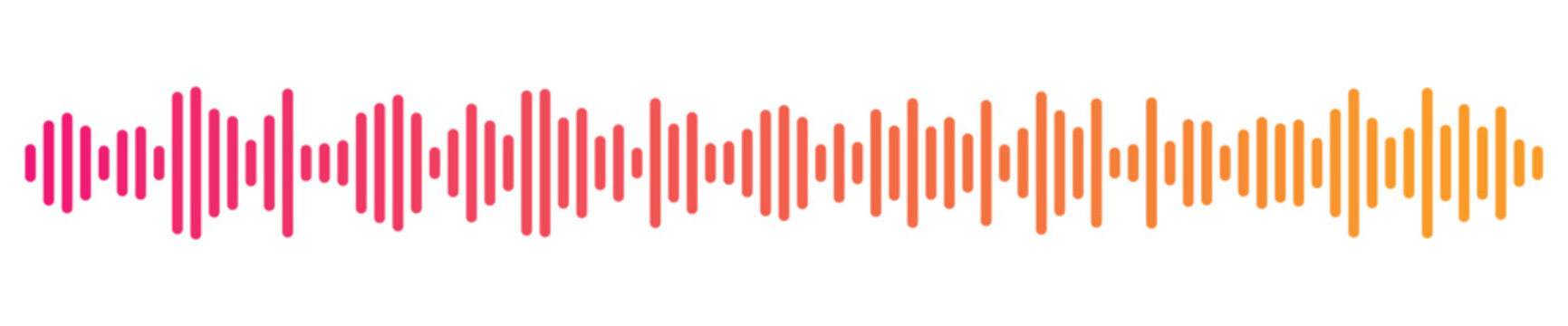 Music sound signal, audio waveform equalizer, colorful voice message, digital sound wave, dj music player, radio frequency form, video editor element, abstract audio signal, vibrant sound spectrum.