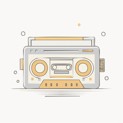 Obraz premium Retro boombox cassette player illustration, vintage music and audio technology