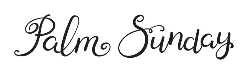 Palm Sunday hand lettering quote, isolated on transparent. Hand drawn text, calligraphy. Vector illustration. Easter celebration design element, clip art. Handwritten typography © Maria Skrigan