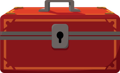 Naklejka premium Vintage wooden closed chest vector flat illustration, cartoon magic illusion stuff, game magician props, treasure crate