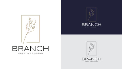 Elegant Minimalist Tree Branch Logo with Linear Lines for Beauty and Aesthetic Brand Identity