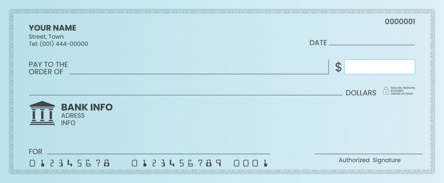 Printable bank cheque mockup.
