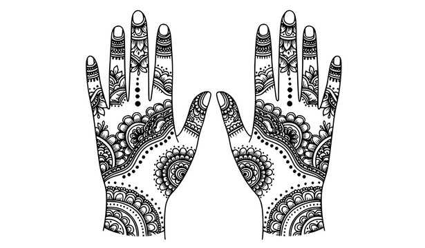Elegant mehndi henna design vector set with ornamental floral hand patterns for bridal and festival decoration