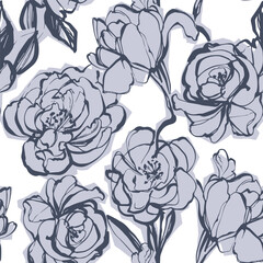 abstract multicolor a solid hibiscus blooming flowers motif arrangement with medium tone, all over vector design with cream background