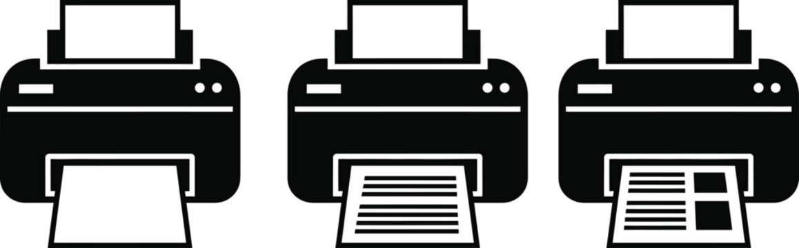 Three printers with different printing stages