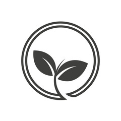 Fototapeta premium Minimalist plant sprout logo in a circle emblem.