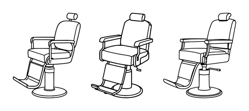 Vintage Barber Chair icon set with geometric vector design featuring grooming, salon, antique with barbershop and haircut symbol