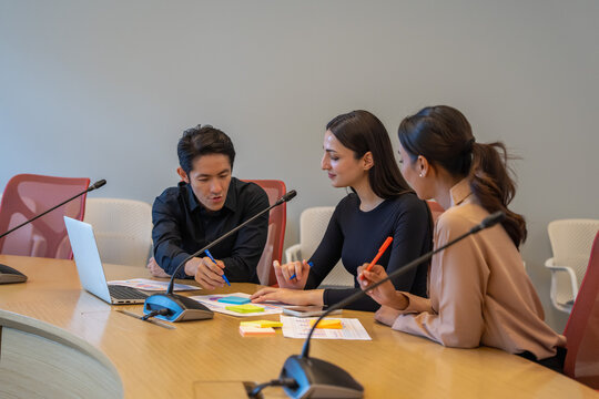 Team collaboration meeting office business discussion professional environment close-up view strategic planning