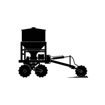 Agricultural fertilizer spreader silhouette for farming use.