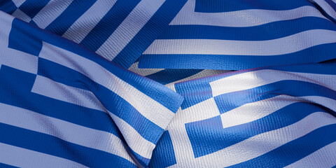 Fototapeta premium Greece flag of silk-3D illustration. 3d render.