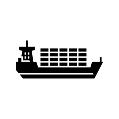 Container ship glyph icon. cargo ship solid illustration.