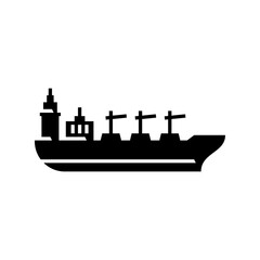 Bulk carrier ship glyph icon. cargo ship solid illustration.