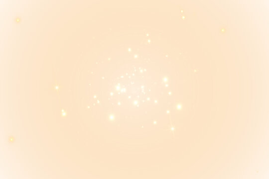 Golden glitter dust with a shimmering starry sky trail, isolated on a transparent PNG background. Abstract light trail for holiday decoration.