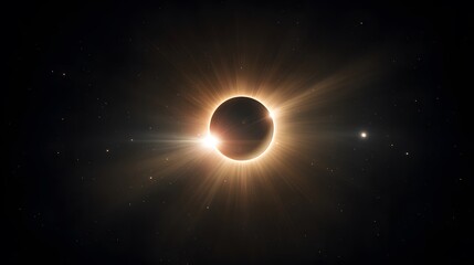Naklejka premium Awe Inspiring Solar Eclipse Corona Radiates Intense Light Across a Dramatic Deep Space Sky