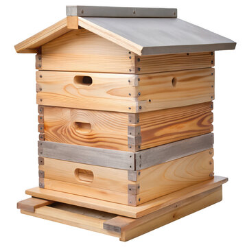 Modern wooden beehive with metal roof for sustainable beekeeping