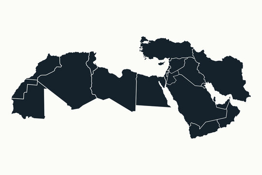 Map of Middle East and North Africa. Vector illustration.