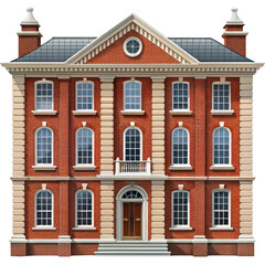 Obraz premium Classic red brick mansion with beige trim and large windows