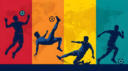 Dynamic Soccer Players in Action A Vibrant Flat Vector Illustration