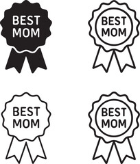 Isolated Best Mom Award Badge Icon Design Illustration, Best Mom Award Badge icon, Best Mom Award Badge vector illustration, mother appreciation concept, family gratitude symbol graphic