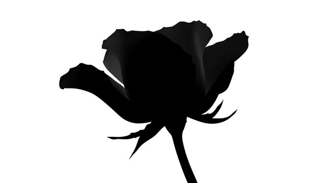 A striking silhouette of a rose, elegant and timeless. The single flower stands out against the background, showcasing its intricate details.