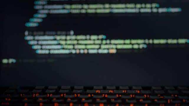 On computer screen, AI model rapidly produces intricate algorithmic code, illustrating cutting-edge innovation in autonomous programming and automation software development for tech-savvy engineers