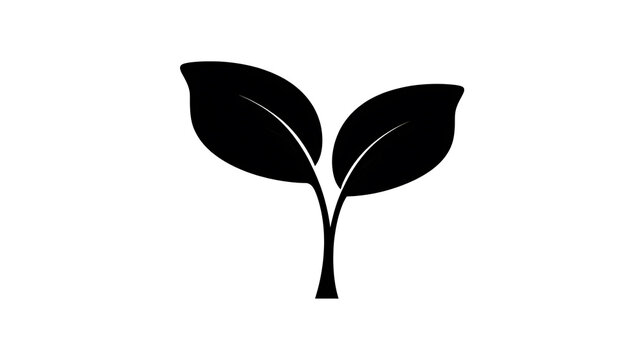 A minimalist depiction of a sprout with two leaves, symbolizing growth and new beginnings. The simple design captures the essence of nature's elegance