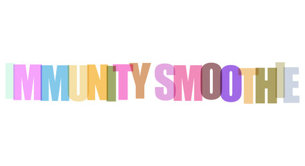 Fototapeta premium Colorful cutout letters forming the phrase immunity smoothie on a clean white background, creating a visually appealing and healthy drink concept.