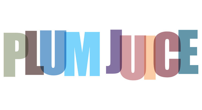 Colorful plum juice text logo on white background representing a refreshing and healthy beverage option perfect for branding and marketing purposes.