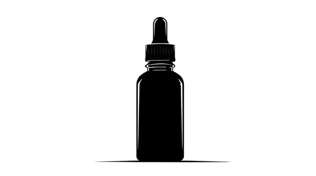 An empty dropper bottle with a sleek, minimalist design. Its dark glass provides a classic backdrop