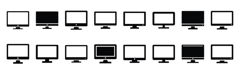 Fototapeta premium desktop monitor technology web icon set in silhouette style.