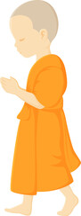 Obraz premium The Buddhist novice monks walk with their hands clasped together in a respectful manner.