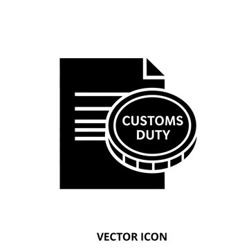 Customs Duty Document and Coin Icon Illustration.