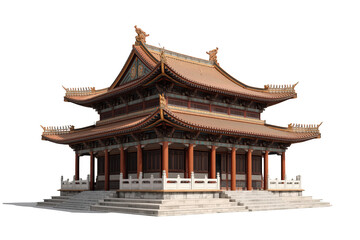 Naklejka premium Traditional chinese temple or pagoda building featuring ancient asian traditional architecture on transparent background