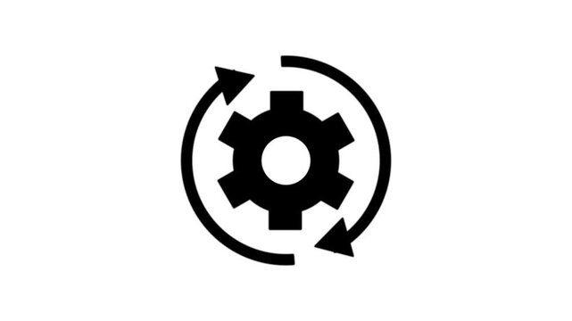 Sync process, icon reload set, circle arrow with gear wheel, recycling recurrence, renewal sync processing icons, synchronization,